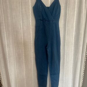 Fashion Nova Soft Denim-Look Blue Jumpsuit